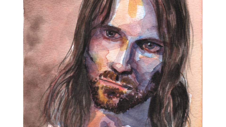 Portrait Aragorn à l'aquarelle (Viggo Mortensen)